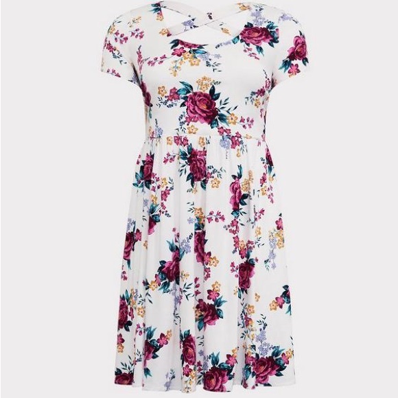 NWT TORRID Mini Challis Skater Dress Floral Size 3X - Picture 6 of 7